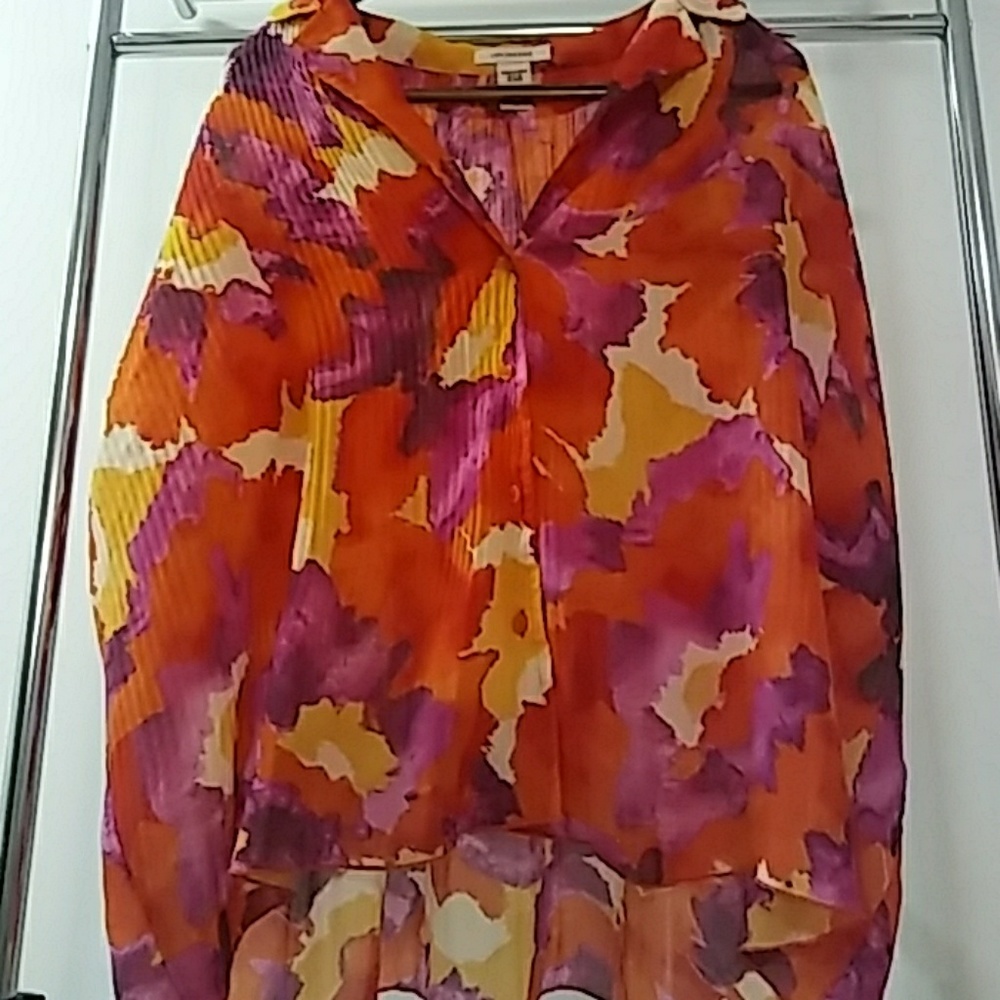 Pleated Bold Floral Blouse